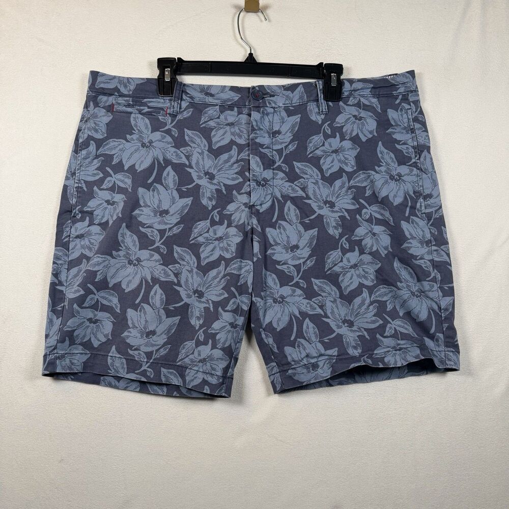UNTUCKit St Martin Shorts Mens 40 Blue Floral Flat Front Chino Stretch Casual